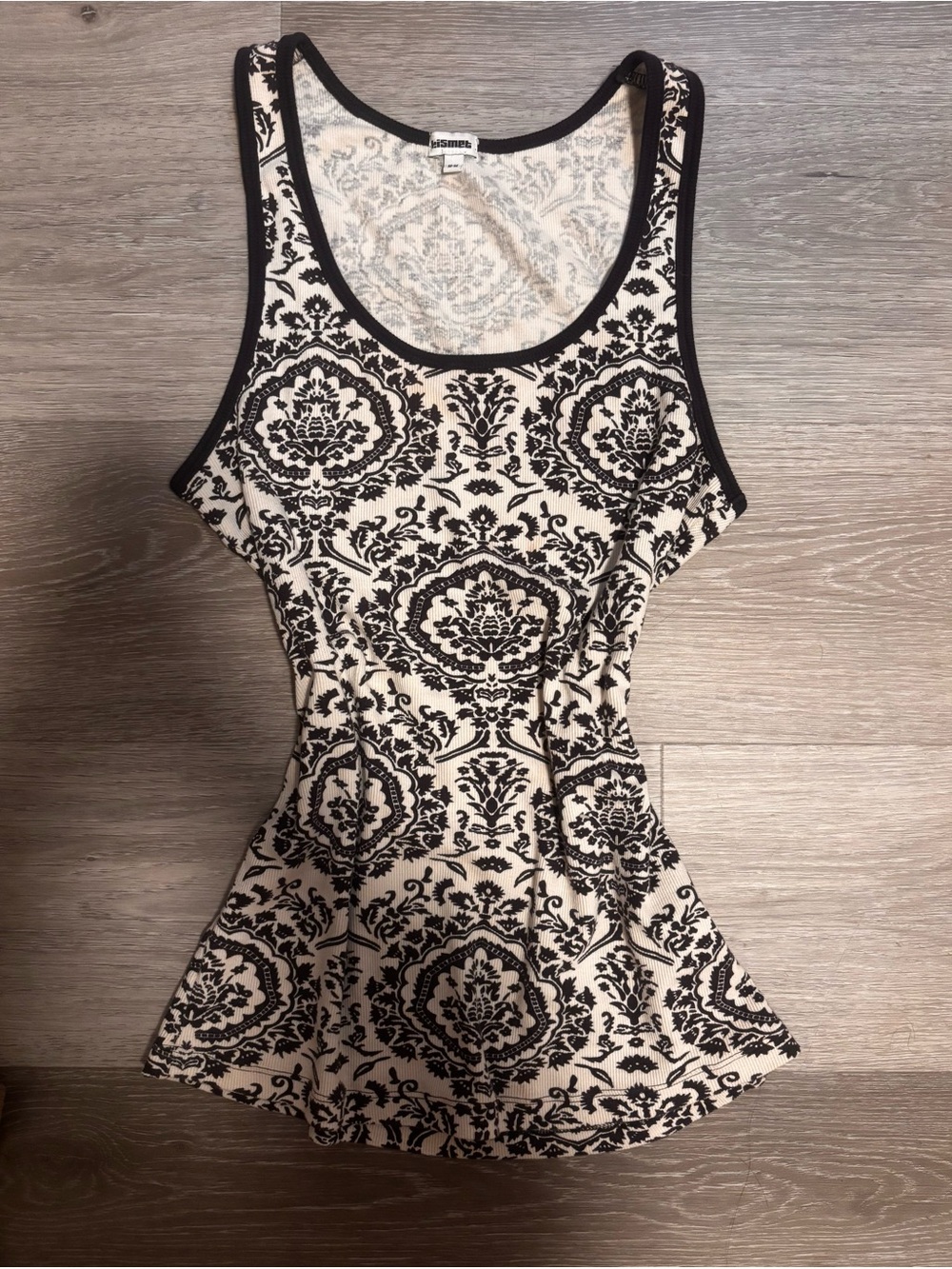 Kismet White & Navy Blue Patterned Tank!